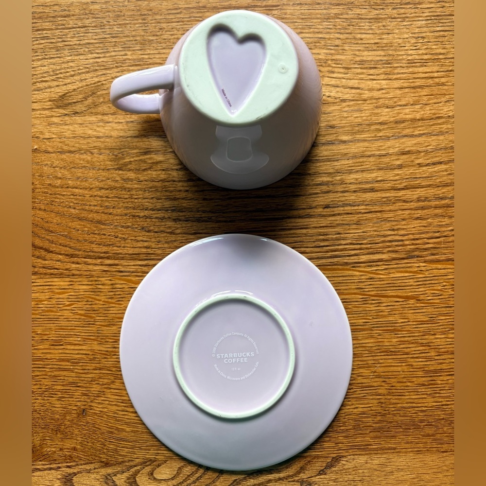 2006 Starbucks Lavender Coffee Mug and matching saucer- 12 oz cup. - Picture 8 of 13
